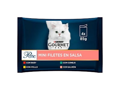 COMIDA GATO GOURMET PERLE BUEY 4 UNIDADES X 85 GR