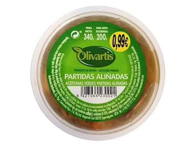 ACEITUNAS OLIVARTIS PARTIDAS ALIÑADAS 200 G