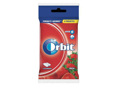 CHICLE ORBIT FRESA SIN AZÚCAR 4 UNIDADES