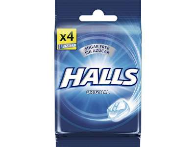 CARAMELOS HALLS EUCALIPTO SIN AZÚCAR MP 128 G 4 PAQUETES