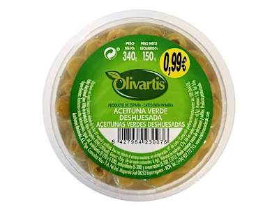ACEITUNAS OLIVARTIS VERDE SIN HUESO 150 G