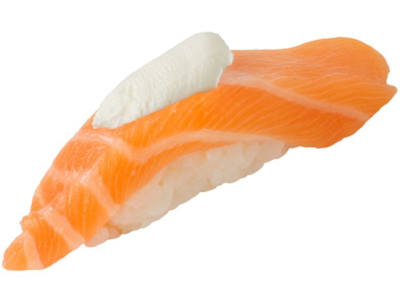 Nigiri de salmón ahumado y queso
