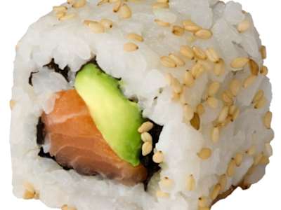 Roll de salmón y aguacate.