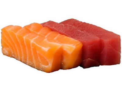 Sashimi de atún y salmón
