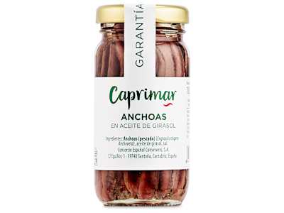 Anchoas en aceite de girasol Caprimar frasco 52 g