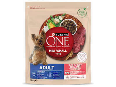 Alimento para perros mini con buey Purina one bolsa 800 g