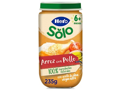 Puré de arroz con pollo Hero frasco 235 g