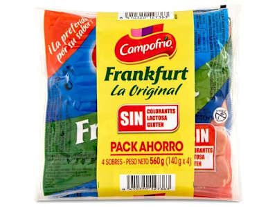 Salchichas cocidas frankfurt Campofrío bolsa 4 x 140 g