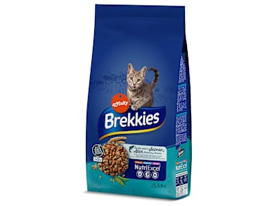 Alimento para gatos sabor salmón, atún y verduras Brekkies bolsa 1.5 Kg