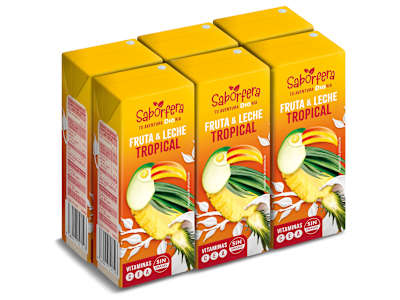 Bebida de fruta y leche tropical Dia Saborfera 6 x 200 ml