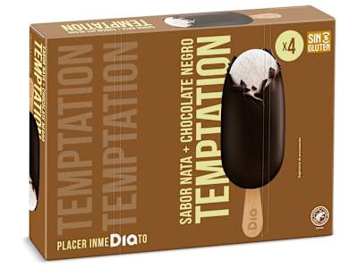 Helado bombón chocolate negro 4 unidades Dia Temptation caja 332 g