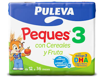 Bebida láctea infantil de crecimiento con cereales y fruta Peques 3 Puleva 3 x 200 ml