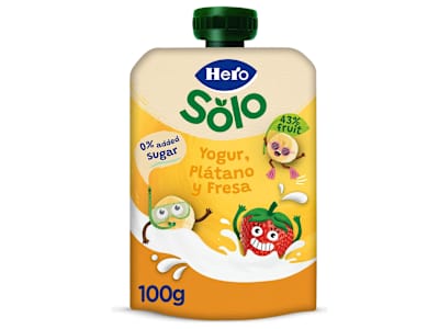 Yogur con plátano y fresa Hero bolsa 100 g