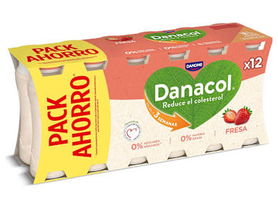 Bebida láctea de fresa 0% azúcares añadidos Danacol pack 12 x 100 g