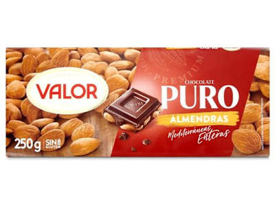 Chocolate puro con almendras enteras Valor 250 g