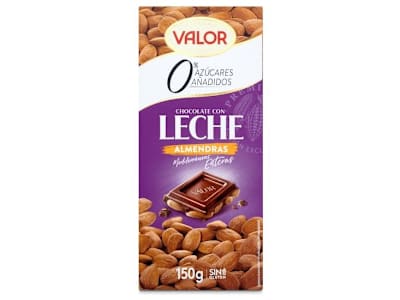 Chocolate con leche y almendras enteras 0% azúcares Valor 150 g