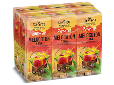 Zumo de melocotón y uva Dia Saborfera pack 6 x 200 ml