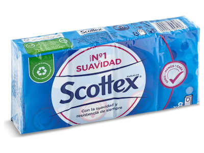 Pañuelos de bolsillo faciales 3 capas Scottex paquete 8 unidades