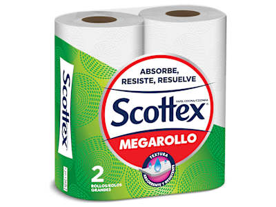Papel de cocina megarollo Scottex bolsa 2 unidades