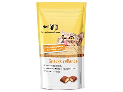 Snack para gatos rellenos con pollo y malta Deligato de Dia bolsa 60 g