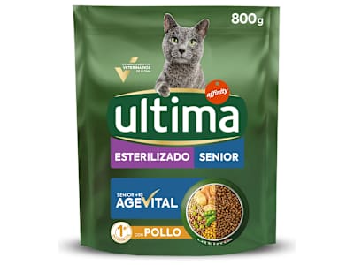 Alimento para gatos senior esterilizados Ultima bolsa 800 g