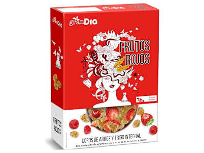 Cereales copos de arroz y trigo integral con frutos rojos Gran Dia caja 300 g
