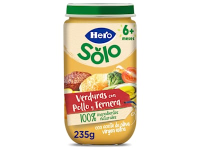 Puré de verduritas con pollo y ternera Hero frasco 235 g