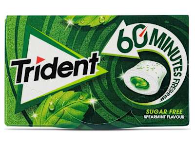 Chicles sabor hierbabuena 60 minutos sin azúcar Trident caja 22 g