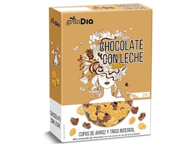 Cereales copos de arroz y trigo integral con chocolate Gran Dia caja 300 g