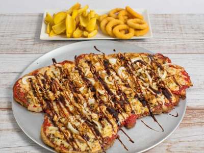 Menú Milanesa + Patatas Fritas + Aros de Cebolla