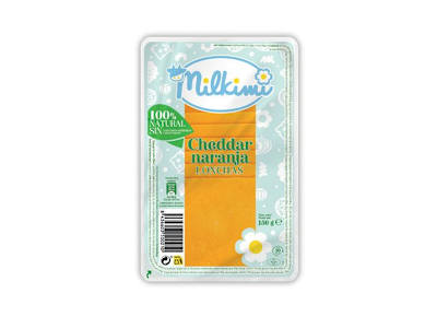 MILKIMI CHEDDAR NARANJA EN LONCHAS, 150G