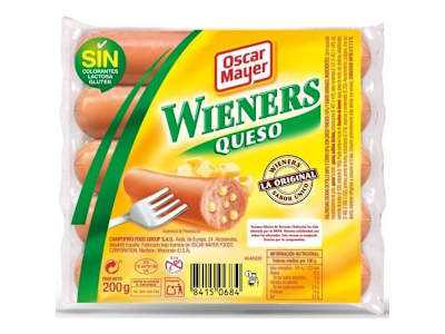 OSCAR MAYER SALCHICHAS WIENNER QUESO, 200G