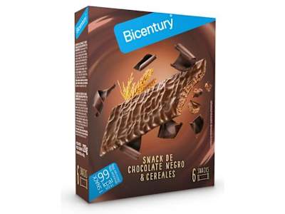 BICENTURY SNACKS CHOCO NEGRO Y CEREALES, 6X20G