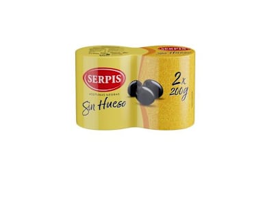 SERPIS ACEITUNAS NEGRAS SIN HUESO, 2X85G