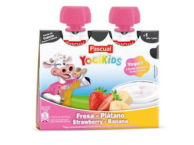 PASCUAL YOGURES POUCHE FRESA-PLATANO YOGIKIDS, 80G