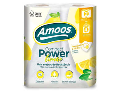 AMOOS PAPEL DE COCINA LIMON COMPACTO DOBLE ROLLO, 2ROLLO