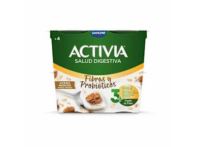 DANONE ACTIVIA FIBRAS BÍFIDUS AVENA Y NUECES, 4X115G
