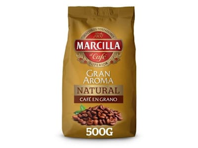 MARCILLA CAFÉ EN GRANO NATURAL, 500GR