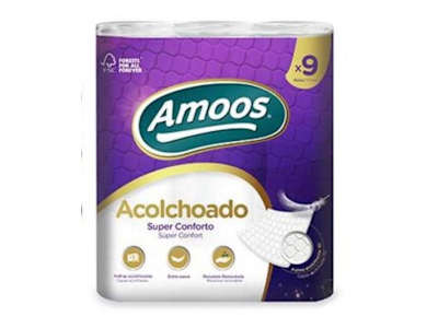 AMOOS PAPEL HIGIENICO ACOLCHADO 3 CAPAS, 9 ROLLOS