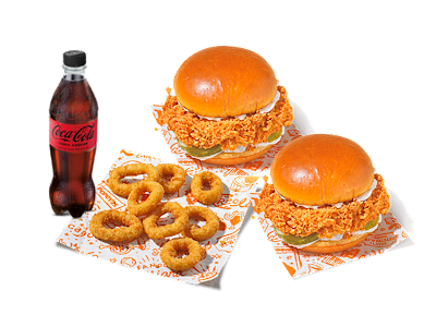 2 The Chicken Sandwich + 8 Aros de cebolla + Bebida
