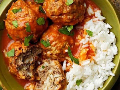 Albóndigas de ternera con Arroz blanco
