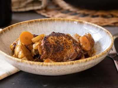 Pollo de corral en Escabeche, con arroz blanco