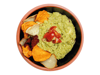 Guacamole con chips vegetales