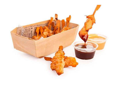 Cesta 15 espetos de pollo con 2 salsas