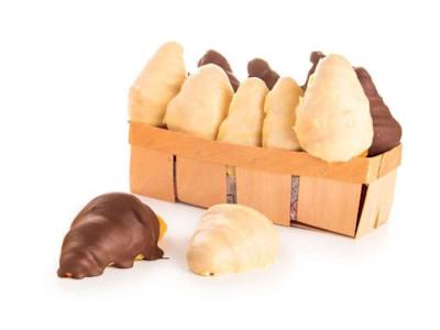 Cesta mini croissants bañados chocolate 10uds.