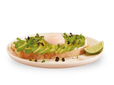Tostada de aguacate  y huevo poché
