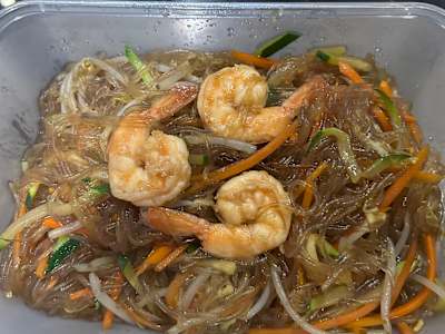 Spaghetti di Soia con Gamberi