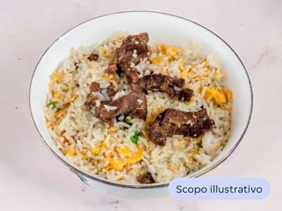 Riso Bianco con Vitello e Funghi
