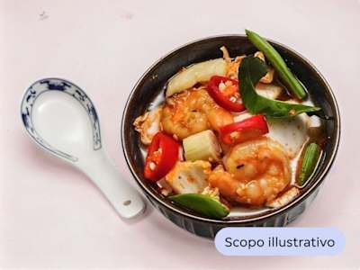 Zuppa Fresca con Gamberi e Funghi