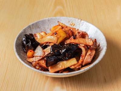 Calamari Saltati con Gamberi in salsa Tau-si